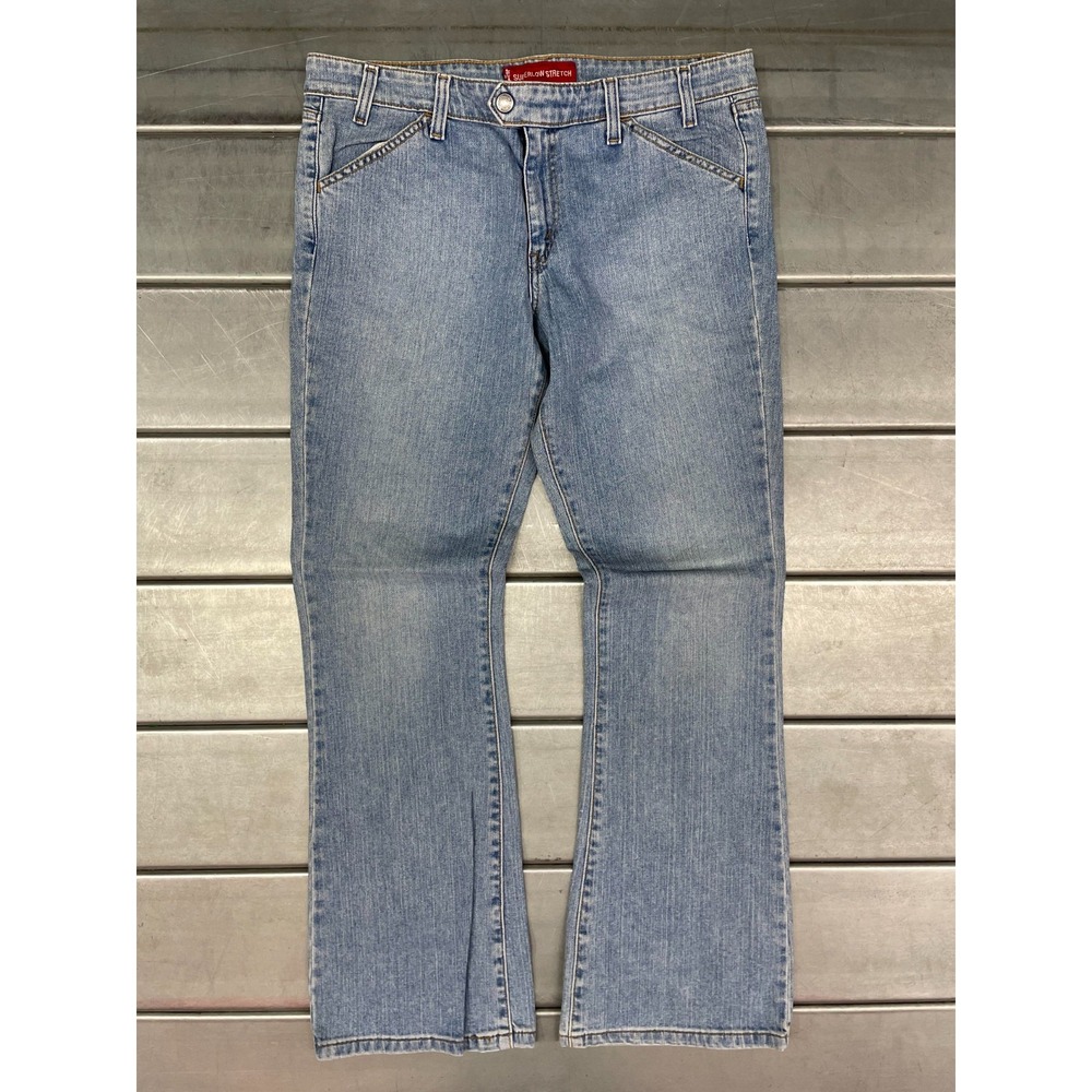 Levis Superlow Stretch Jeans Womens 13M‎ 34X32 Blue Light Wash Denim Flare Leg